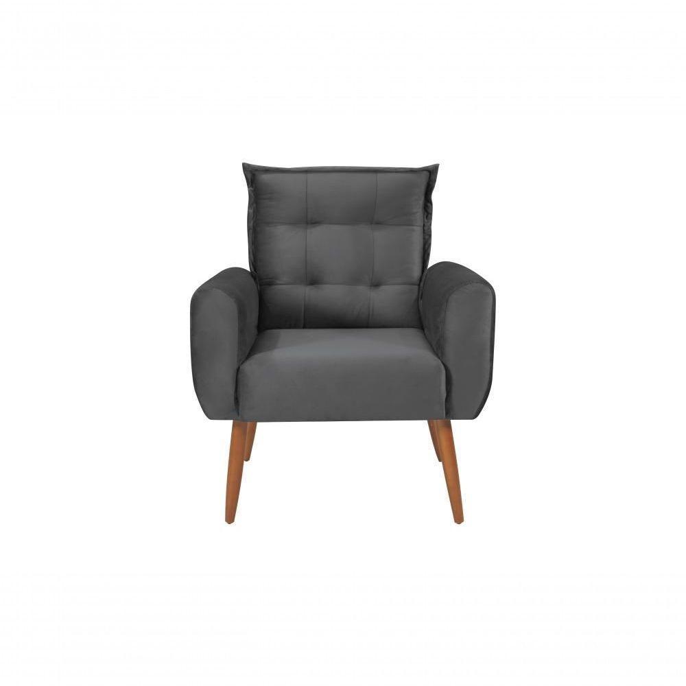 Poltrona Decorativa Para Sala De Estar Quarto E Escritorio Dakota Veludo Matrix - Chumbo Chumbo - 7