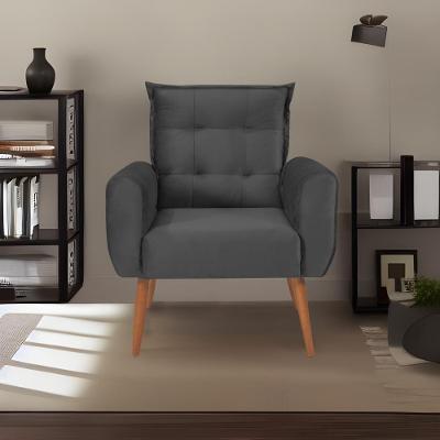 Poltrona Decorativa Dakota Para Sala De Estar Quarto E Escritório Cinza Matrix