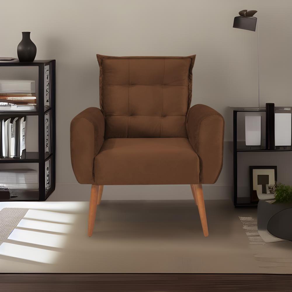 Poltrona Decorativa Para Sala De Estar Quarto E Escritorio Dakota Veludo Matrix - Cobre Cobre - 1