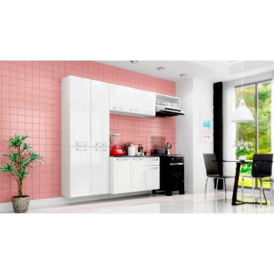 Cozinha Compacta Amanda 4 Portas em Aço 245cm Branco para Espaço Residencial