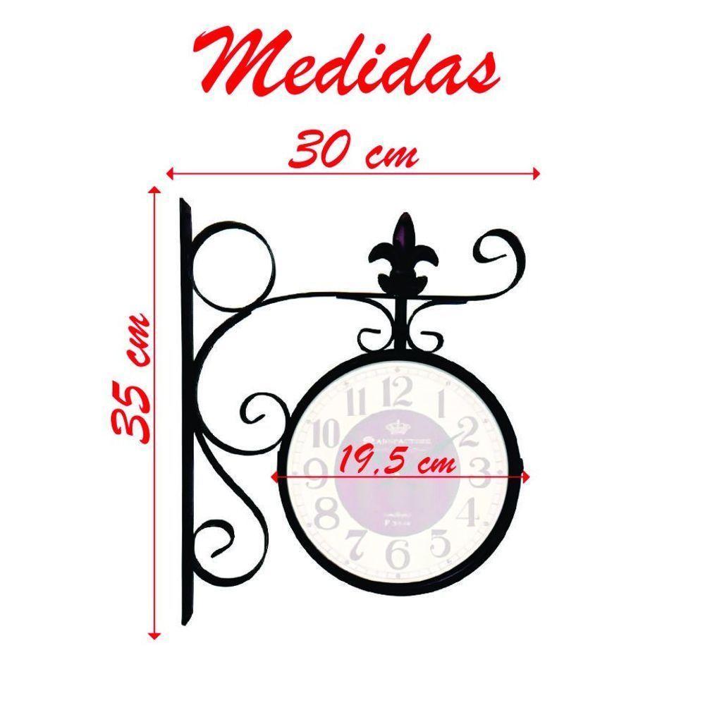 Relógio Estação Dupla Face Retrô Preto Em Metal - 2