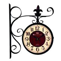 Relógio Estação Dupla Face Retrô Preto Em Metal - 1