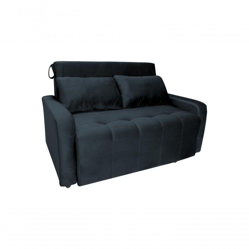 Sofa Cama Para Sala De Estar Madeira Maciça Daniela Veludo Matrix - Preto Preto - 10