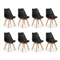 Conjunto 08 Cadeiras Eames Wood Leda Design Preta