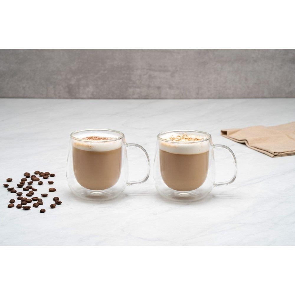 Conjunto De Xícaras Para Chá E Cappuccino 300ml Vidro Duplo Com Alças 2 Peças Tramontina 64760-460 - 4