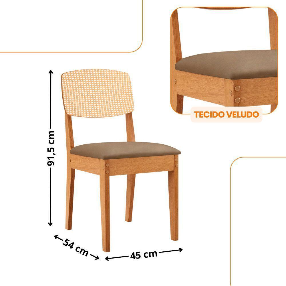 Mesa De Jantar Aspen 180cm Tampo Mdf Vidro Copper Premium Veludo Capuccino/off/nat/serig Off - 3