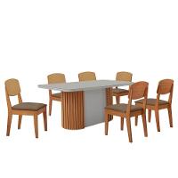 Mesa De Jantar Aspen 180cm Tampo Mdf Vidro Copper Premium Veludo Capuccino/off/nat/serig Off - 2