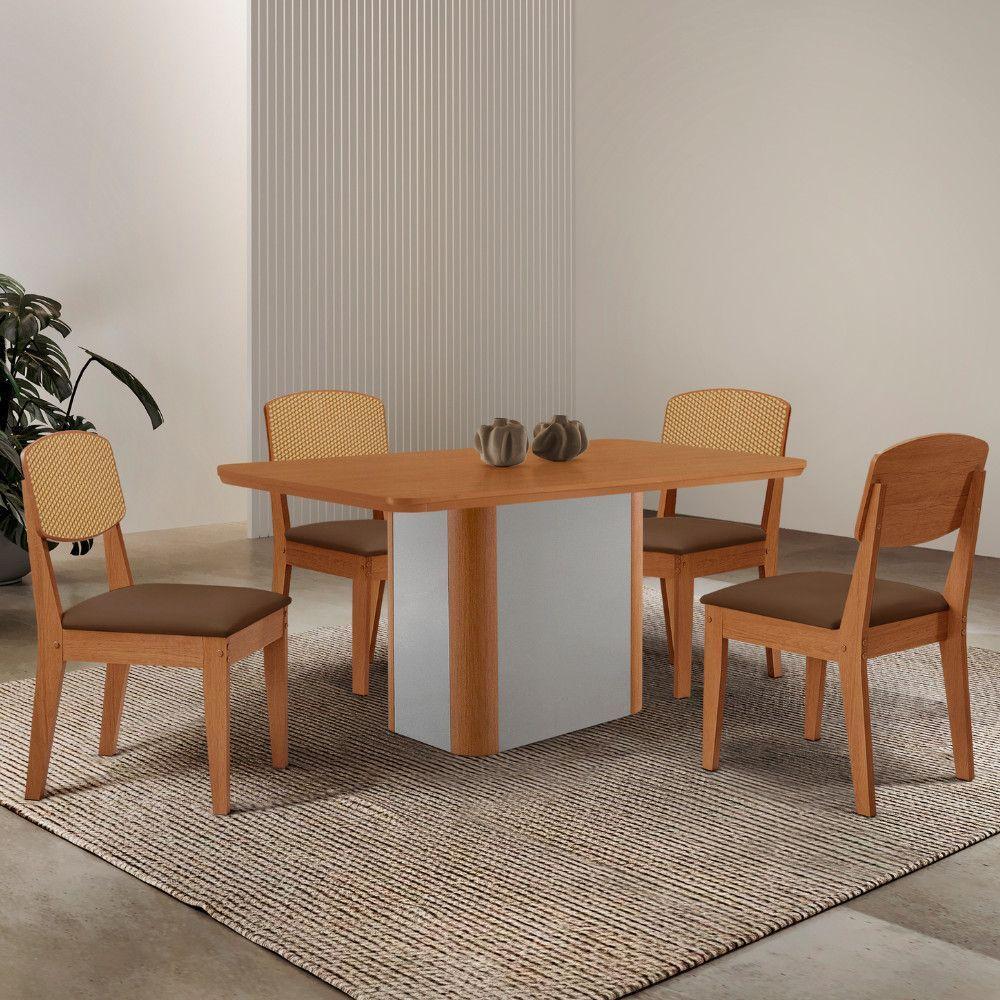 Mesa De Jantar Isadora 120cm Tampo Mdf Laminado Veludo Marrom/naturale/off White - 1