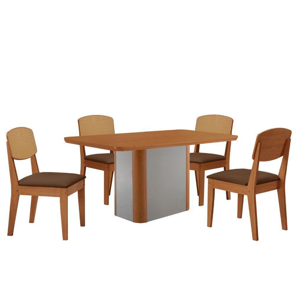 Mesa De Jantar Isadora 120cm Tampo Mdf Laminado Veludo Marrom/naturale/off White - 2