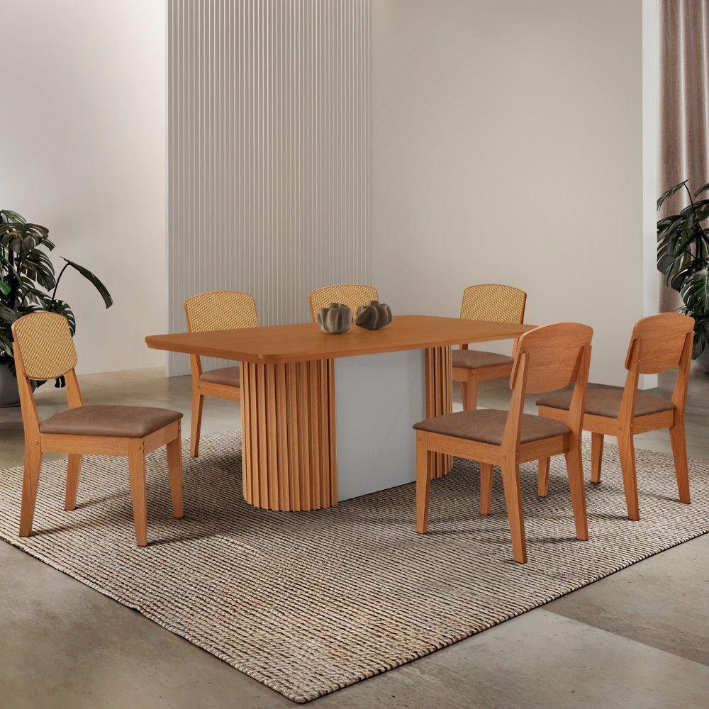 Mesa De Jantar Aspen 180cm Tampo Mdf Laminado Copper Premium Tork /naturale /off White - 1