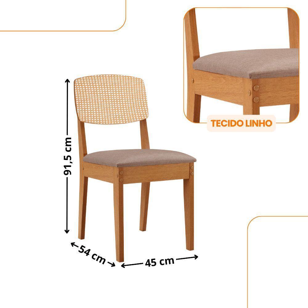 Mesa De Jantar Aspen 180cm Tampo Mdf Laminado Copper Premium Linho Capuccino /naturale /off White - 3