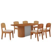 Mesa De Jantar Aspen 180cm Tampo Mdf Laminado Copper Premium Veludo Creme/naturale/off White - 2