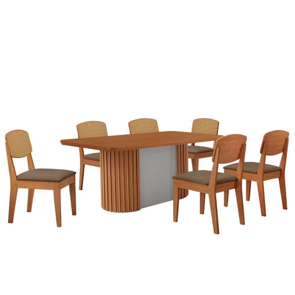 Mesa De Jantar Aspen 180cm Tampo Mdf Laminado Copper Premium Veludo Capuccino/naturale/off White - 2