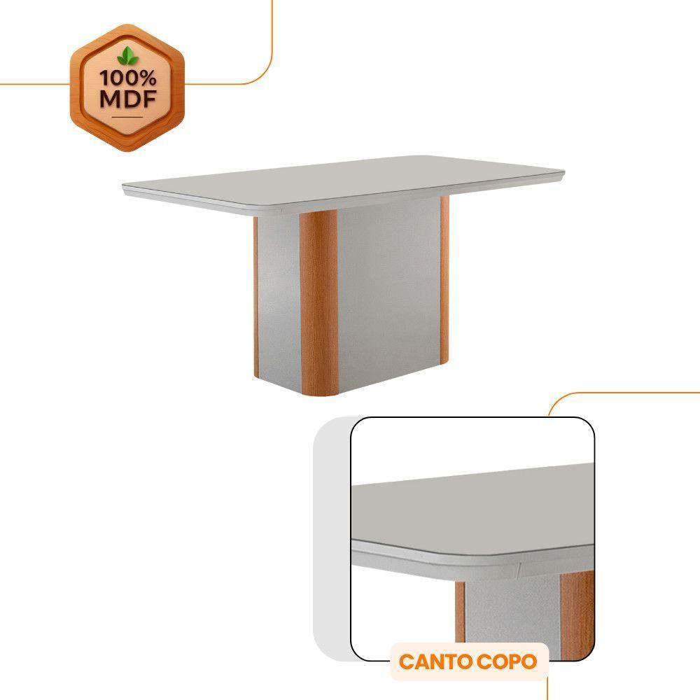 Mesa De Jantar Isadora 120cm Tampo Mdf Vidro Com 4 Cadeiras Veludo Capuccino/off/nat/serig Off - 5