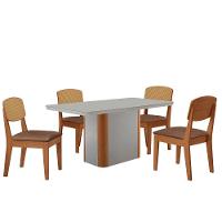 Mesa De Jantar Isadora 120cm Tampo Mdf Vidro Com 4 Cadeiras Tork /off /naturale /serig Off - 2