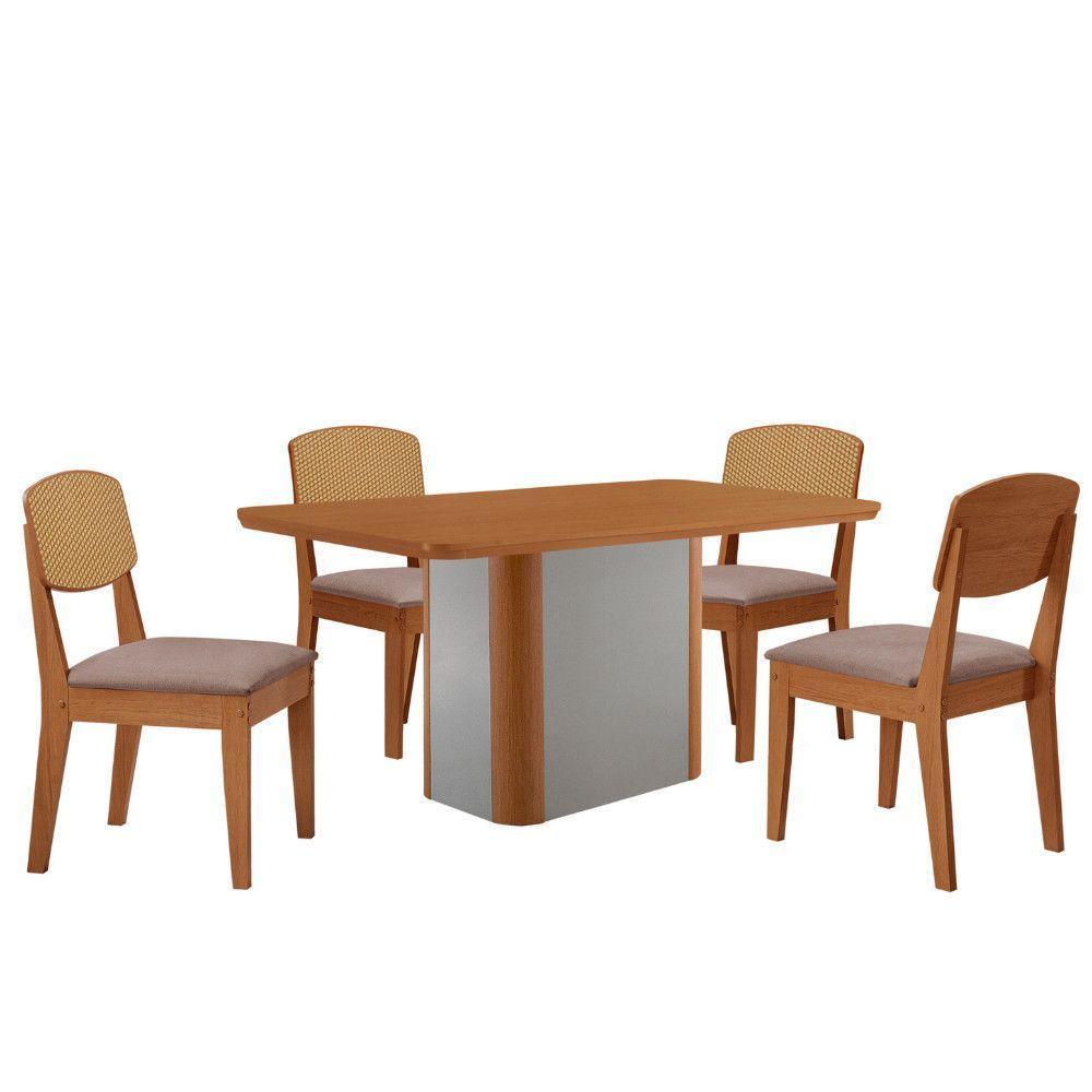 Mesa De Jantar Isadora 120cm Tampo Mdf Laminado Linho Capuccino /naturale /off White - 2