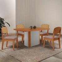 Mesa De Jantar Isadora 120cm Tampo Mdf Laminado Linho Capuccino /naturale /off White - 1