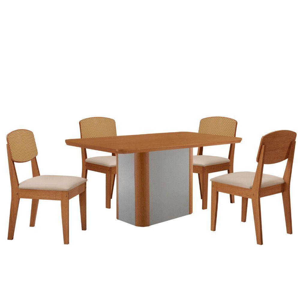 Mesa De Jantar Isadora 120cm Tampo Mdf Laminado Veludo Creme/naturale/off White - 2