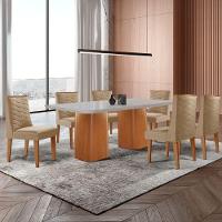 Mesa De Jantar Eloise 180cm Tampo Mdf 6 Cadeiras Moderna Turim 07/nat/off/serig. Off - 1