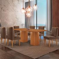Mesa De Jantar Eloise 180cm Tampo Mdf 6 Cadeiras Moderna Veludo Marrom/naturalle - 1