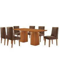 Mesa De Jantar Eloise 180cm Tampo Mdf 6 Cadeiras Moderna Veludo Marrom/naturalle - 2
