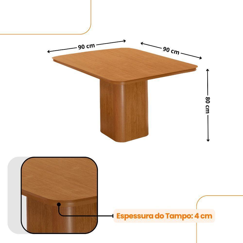 Mesa De Jantar Eloise 90cm Tampo Mdf Com 4 Cadeiras Moderna Turim 07/naturale - 4
