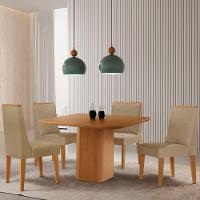 Mesa De Jantar Eloise 90cm Tampo Mdf Com 4 Cadeiras Moderna Turim 07/naturale - 1