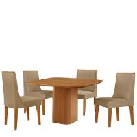 Mesa De Jantar Eloise 90cm Tampo Mdf Com 4 Cadeiras Moderna Turim 07/naturale - 2