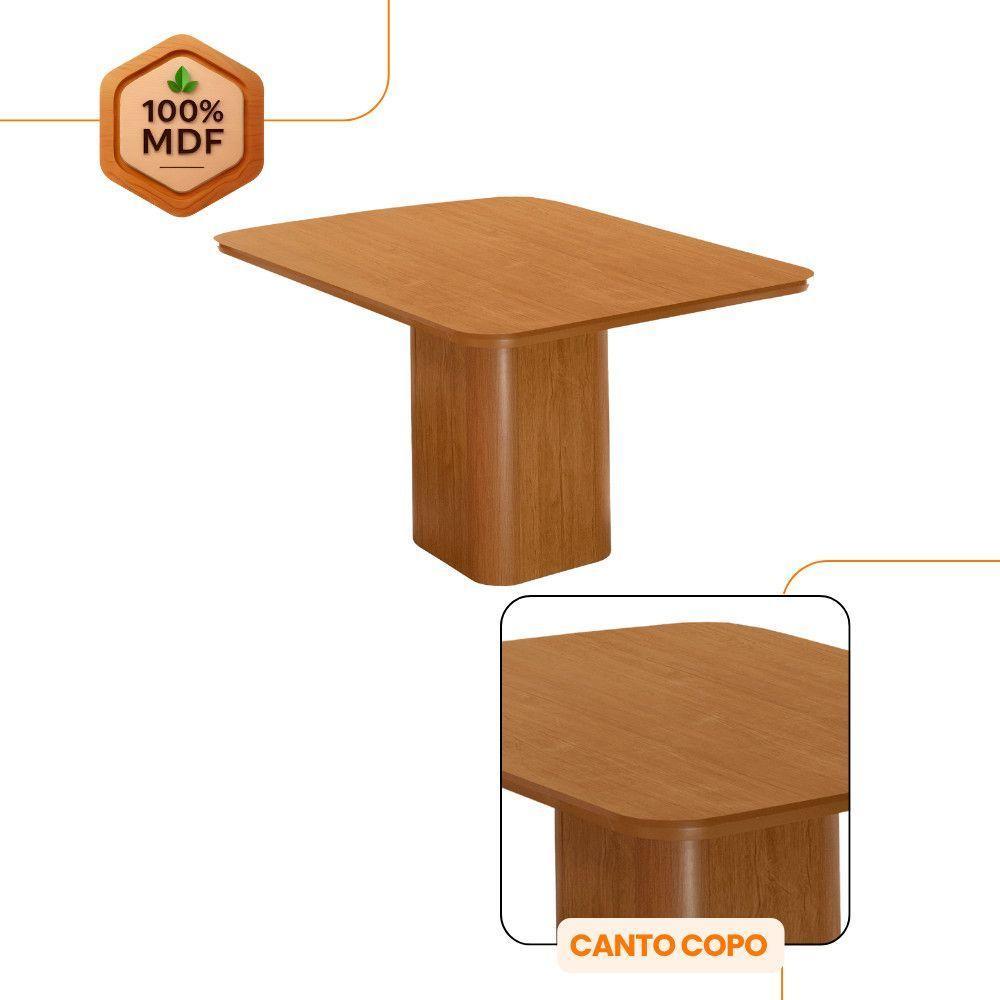 Mesa De Jantar Eloise 90cm Tampo Mdf Com 4 Cadeiras Moderna Veludo Creme/naturale - 5