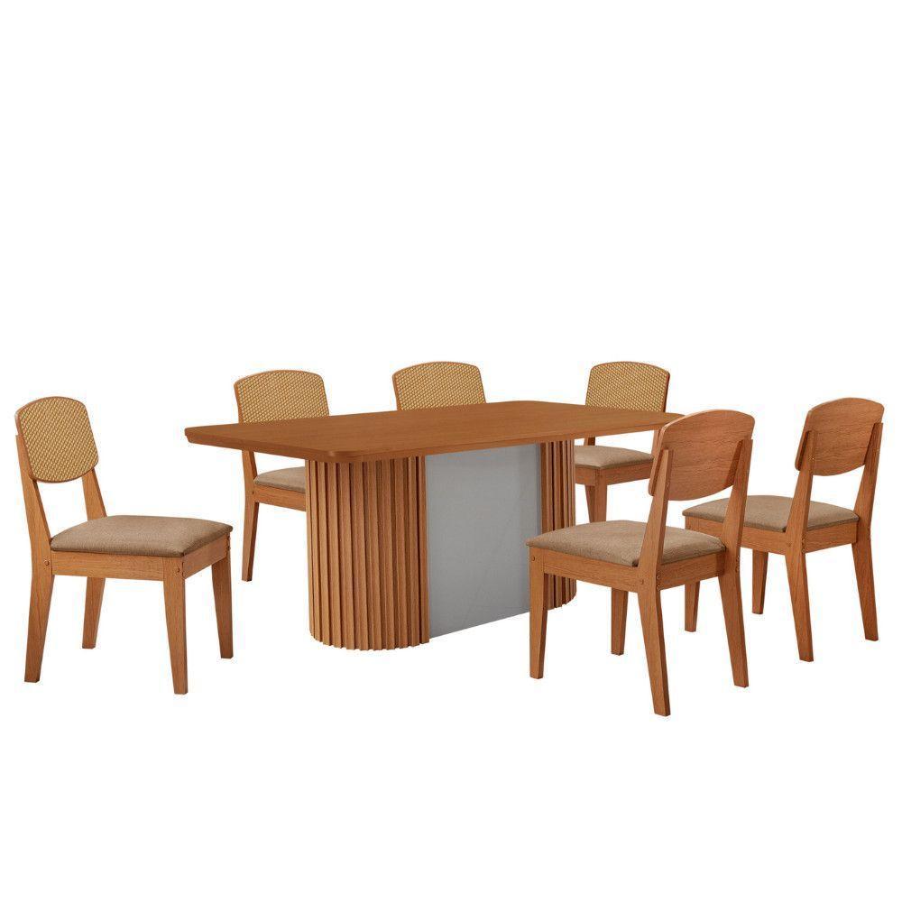 Mesa De Jantar Aspen 180cm Tampo Mdf Laminado Copper Premium Turim 07/naturale /off White - 2