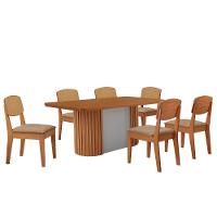 Mesa De Jantar Aspen 180cm Tampo Mdf Laminado Copper Premium Turim 07/naturale /off White - 2