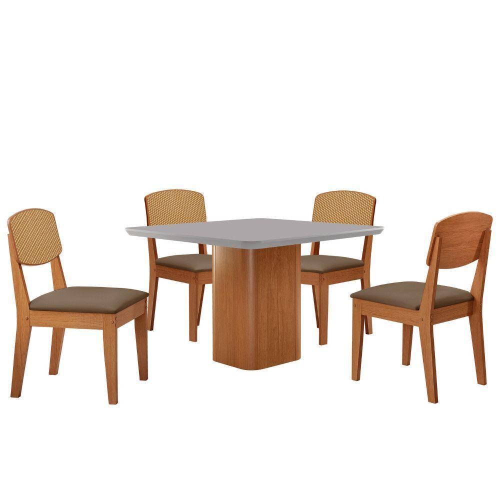 Mesa De Jantar Eloise 90cm Tampo Mdf 4 Cadeiras Moderna Veludo Capuccino/nat/off/serig. Off - 2