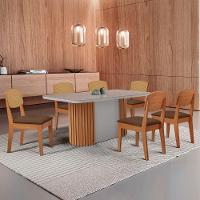 Mesa De Jantar Aspen 180cm Tampo Mdf Vidro Copper Premium Veludo Marrom/off/nat/serig Off - 1