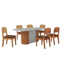 Mesa De Jantar Aspen 180cm Tampo Mdf Vidro Copper Premium Veludo Marrom/off/nat/serig Off - 2