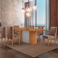 Mesa De Jantar Aspen 180cm Tampo Mdf Laminado 6 Cadeiras Safira Tork /naturale /off White - 1