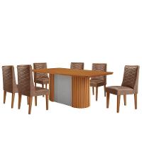 Mesa De Jantar Aspen 180cm Tampo Mdf Laminado 6 Cadeiras Safira Tork /naturale /off White - 2