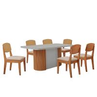Mesa De Jantar Aspen 180cm Tampo Mdf Vidro Copper Premium Veludo Creme /nat/off/serig. Off - 2