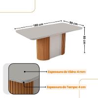 Mesa De Jantar Aspen 180cm Tampo Mdf Vidro Copper Premium Veludo Creme /nat/off/serig. Off
