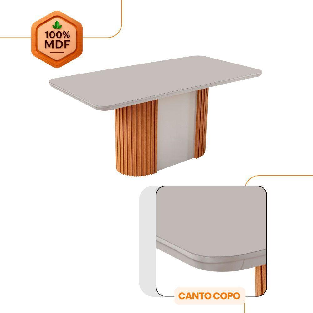 Mesa De Jantar Aspen 180cm Tampo Mdf Vidro Copper Premium Tork /nat/off/serig. Off - 5