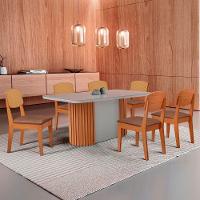 Mesa De Jantar Aspen 180cm Tampo Mdf Vidro Copper Premium Tork /nat/off/serig. Off - 1