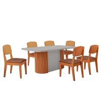 Mesa De Jantar Aspen 180cm Tampo Mdf Vidro Copper Premium Tork /nat/off/serig. Off - 2