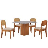 Mesa De Jantar Eloise 90cm Tampo Mdf 4 Cadeiras Moderna Veludo Creme /nat/off/serig. Off - 2