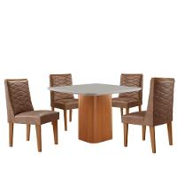 Mesa De Jantar Eloise 90cm Tampo Mdf 4 Cadeiras Moderna Tork /nat/off/serig. Off - 2