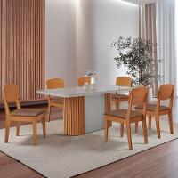 Mesa De Jantar Aspen 180cm Tampo Mdf Vidro 6 Cadeiras Copper Tork /nat/off/serig. Off - 1