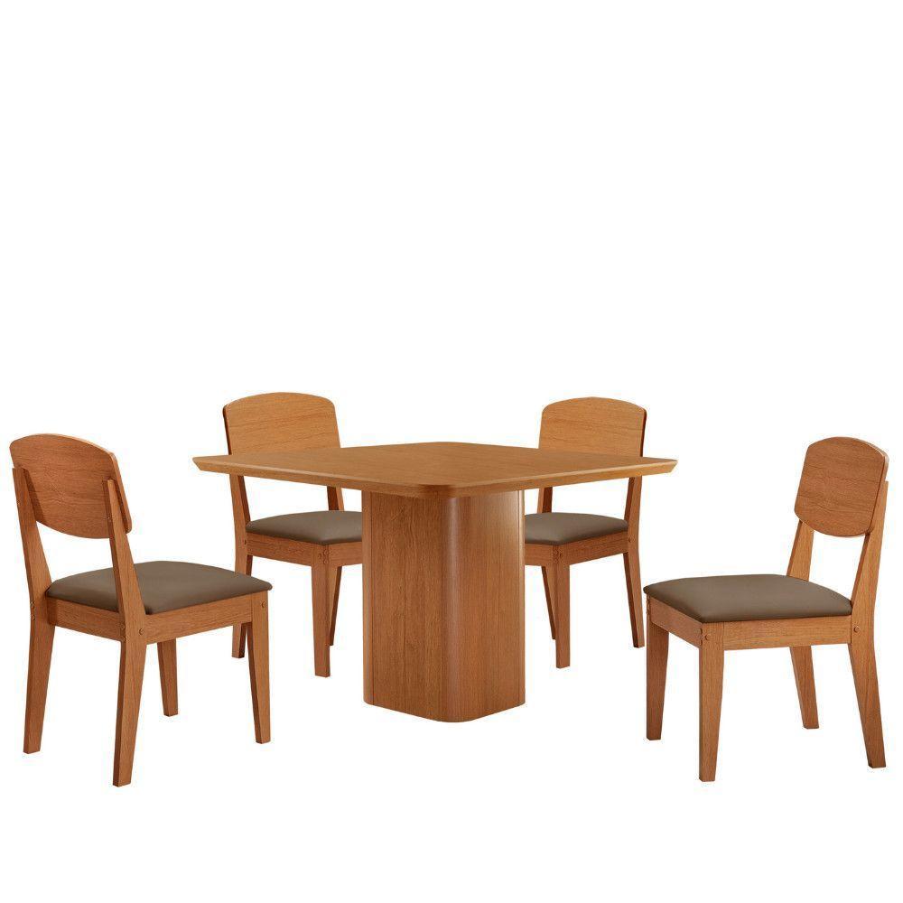 Mesa De Jantar Eloise 90cm Tampo Mdf 4 Cadeiras Copper Veludo Capuccino/naturalle - 2