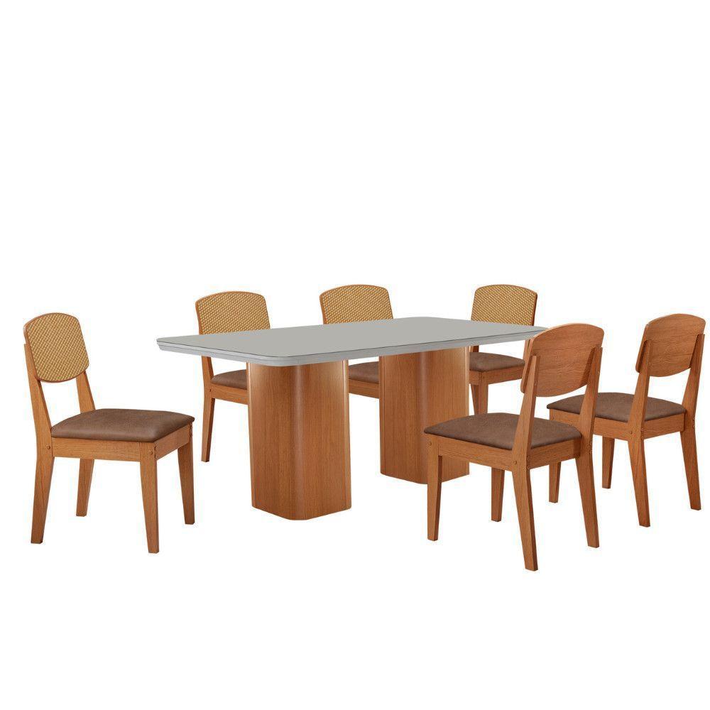 Mesa De Jantar Eloise 180cm Tampo Mdf 6 Cadeiras Moderna Tork /nat/off/serig. Off - 2