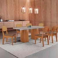 Mesa De Jantar Eloise 180cm Tampo Mdf 6 Cadeiras Moderna Tork /nat/off/serig. Off - 1