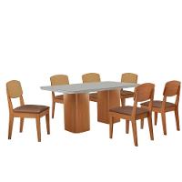 Mesa De Jantar Eloise 180cm Tampo Mdf 6 Cadeiras Moderna Tork /nat/off/serig. Off - 2