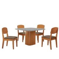 Mesa De Jantar Eloise 90cm Tampo Mdf 4 Cadeiras Copper Veludo Capuccino/nat/off/serig. Off - 2