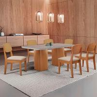 Mesa De Jantar Eloise 180cm Tampo Mdf 6 Cadeiras Moderna Veludo Creme /nat/off/serig. Off - 1